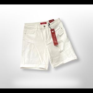 GUESS LOS ANGELES WHITE DESTROYED DENIM SHORTS